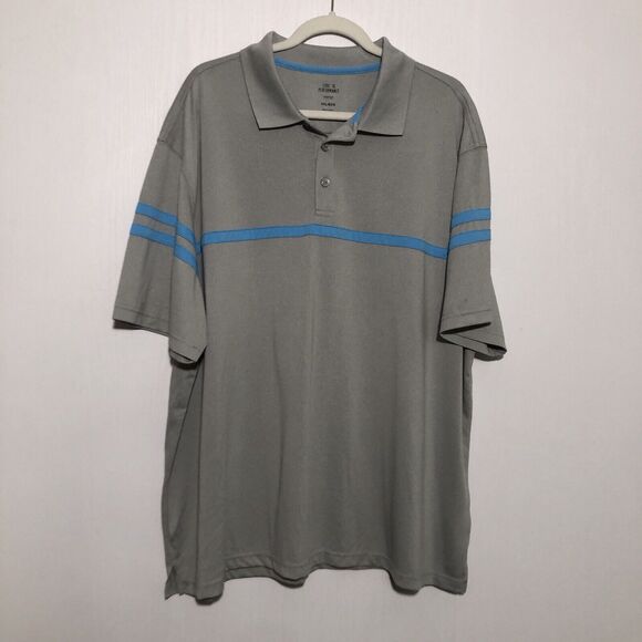 Haggar Polo Shirt Men's XXL Gray Blue Stripes Cool 18 Performance Golf Prep New - Picture 2 of 11